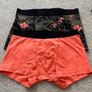 Boys Boxer Briefs Set - Floral and Coral